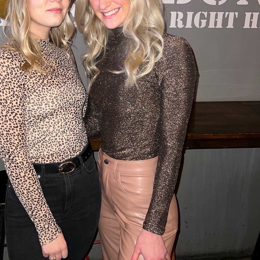 Glitter knit mock neck top